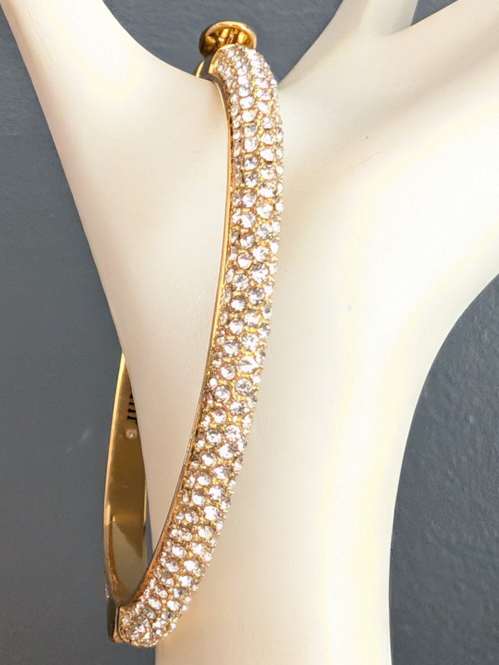 Clear pave faux diamond hinged closure bangle
